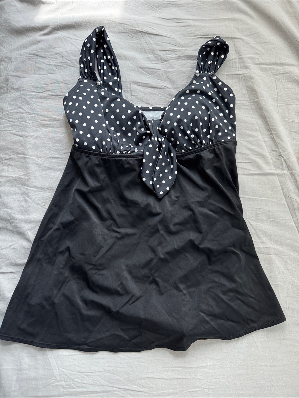 Longitude Women's Black with White Polka Dot Swimdress